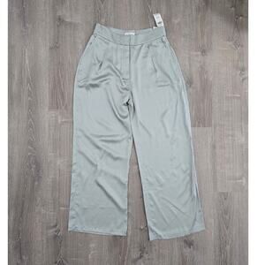 Nwt Abercrombie & Fitch Wide Leg Dress Satin Pants in Sage size L 31/12